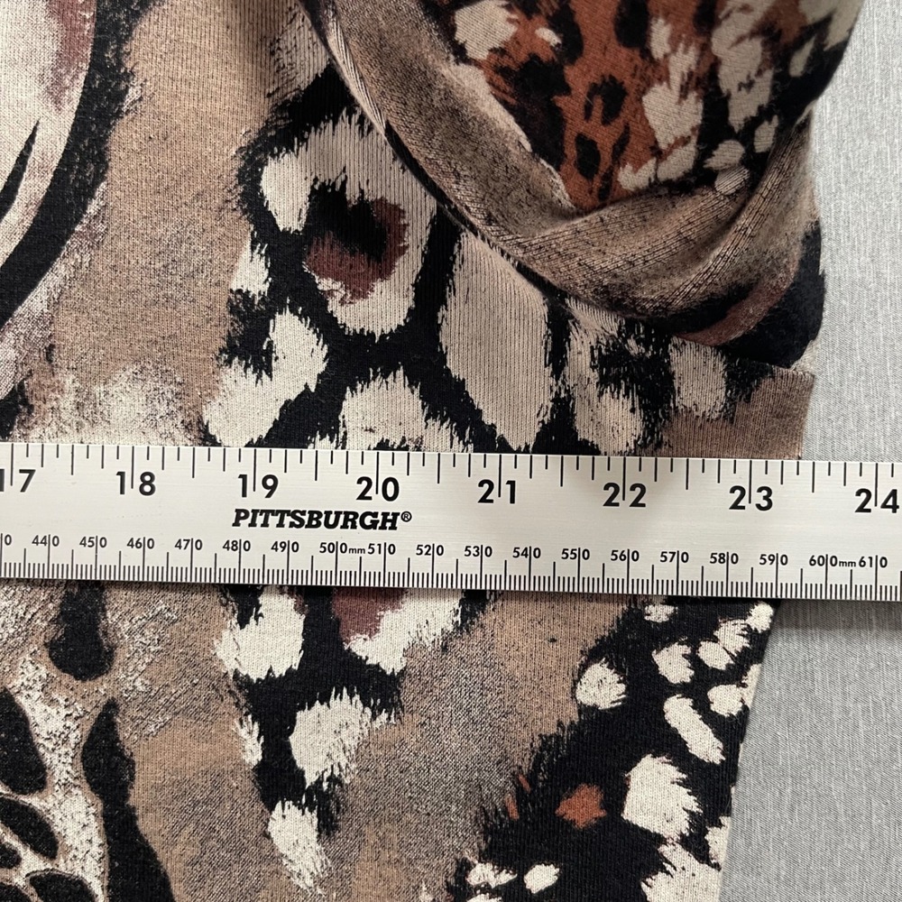 Jess & Jane Wilderness Top Womens 1X Brown Animal Print Rhinestone USA Safari - Picture 5 of 7